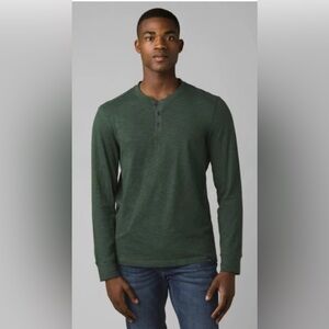 Prana Forest Green Organic Cotton Long Sleeve Henley